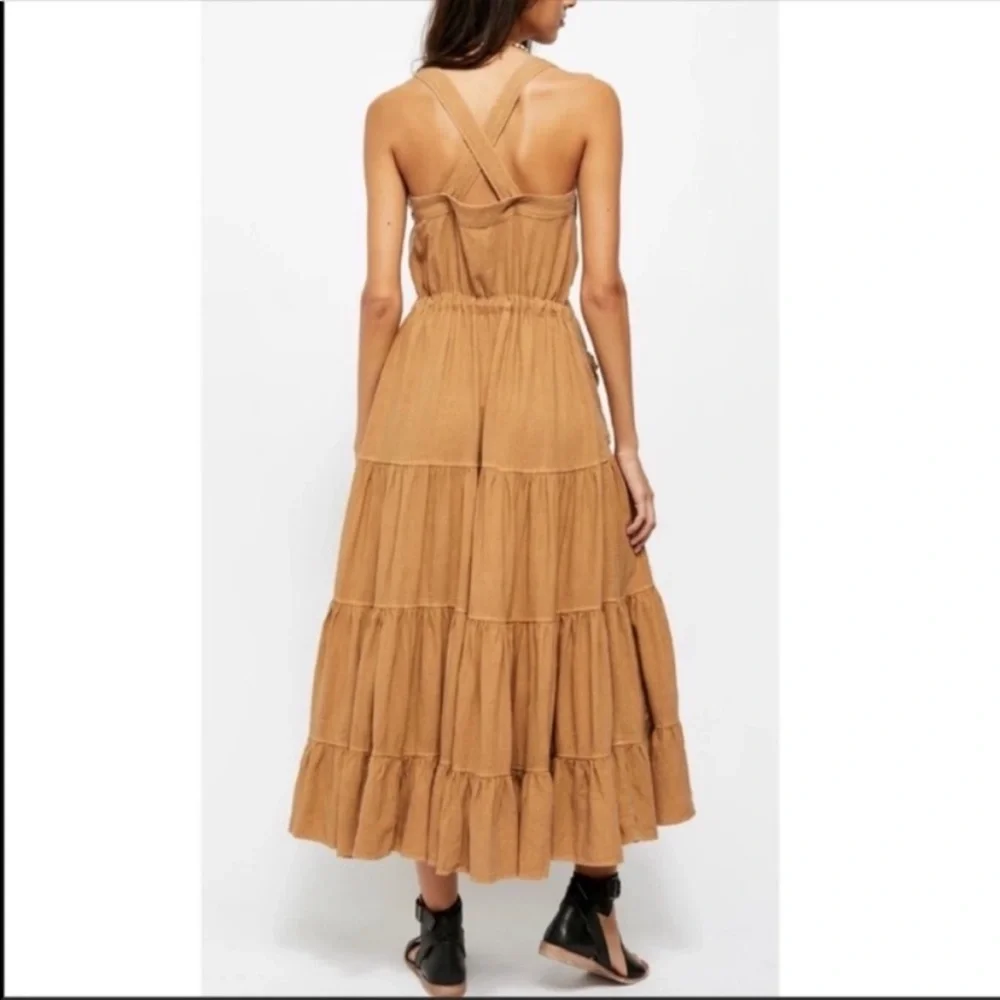 NWT! Free People Catch the Breeze Midi Dress in Amber Waves XS